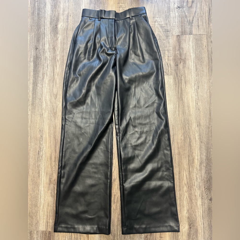 Abercrombie & Fitch Paperbag Vegan Leather Pants - Black Sz S
